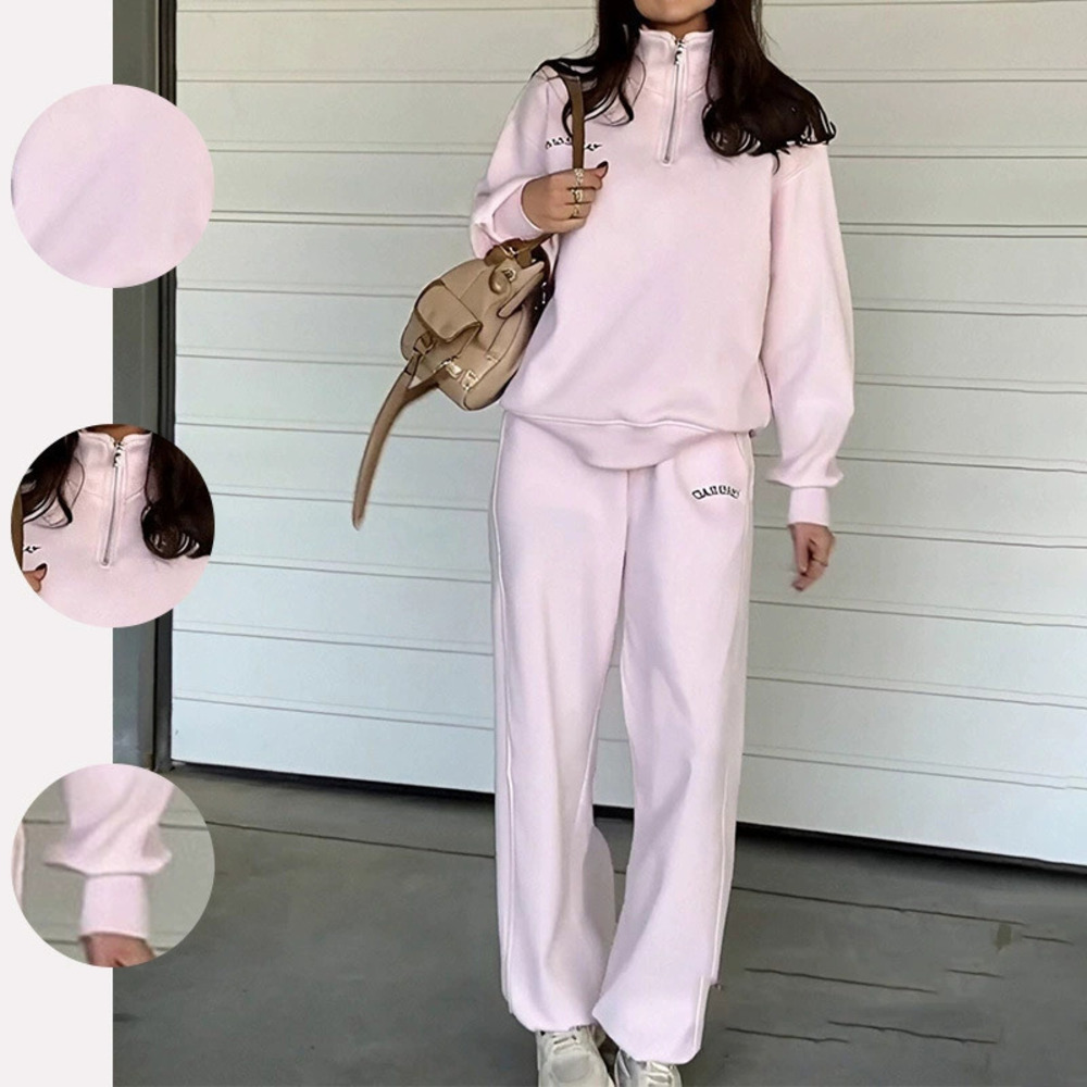 ZARA Loose Solid Long Sleeve Sweatshirt & Pants Set